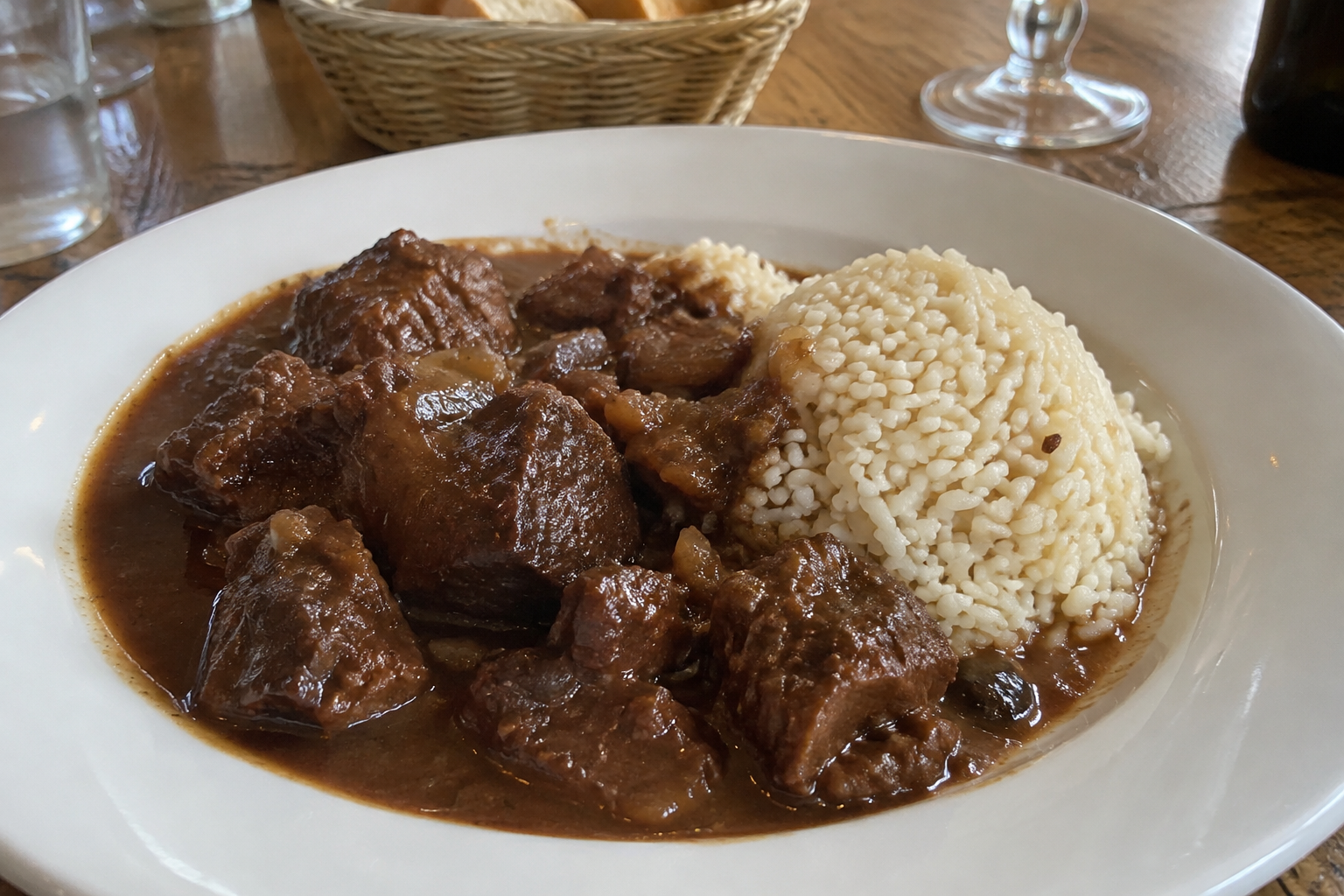 Gardiane de taureau de Camargue AOP et riz de Camargue IGP